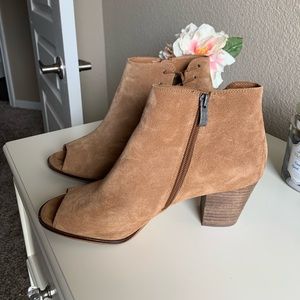 Light brown wedge booties